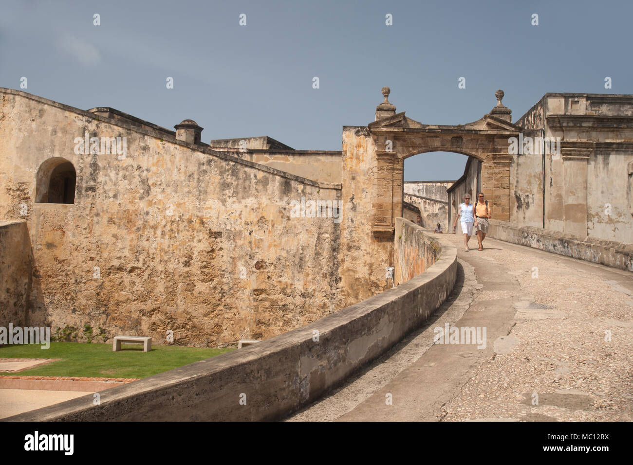 Ramp entrance of the Spanish 1634 San Cristobal Fort, Old San Juan, Puerto Rico, USA Stock Photo