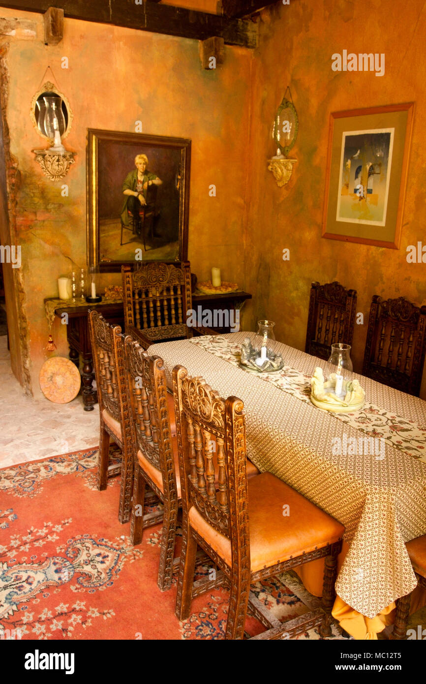 Elegant dining room of Gallery Inn, Old San Juan, Puerto Rico, USA Stock Photo