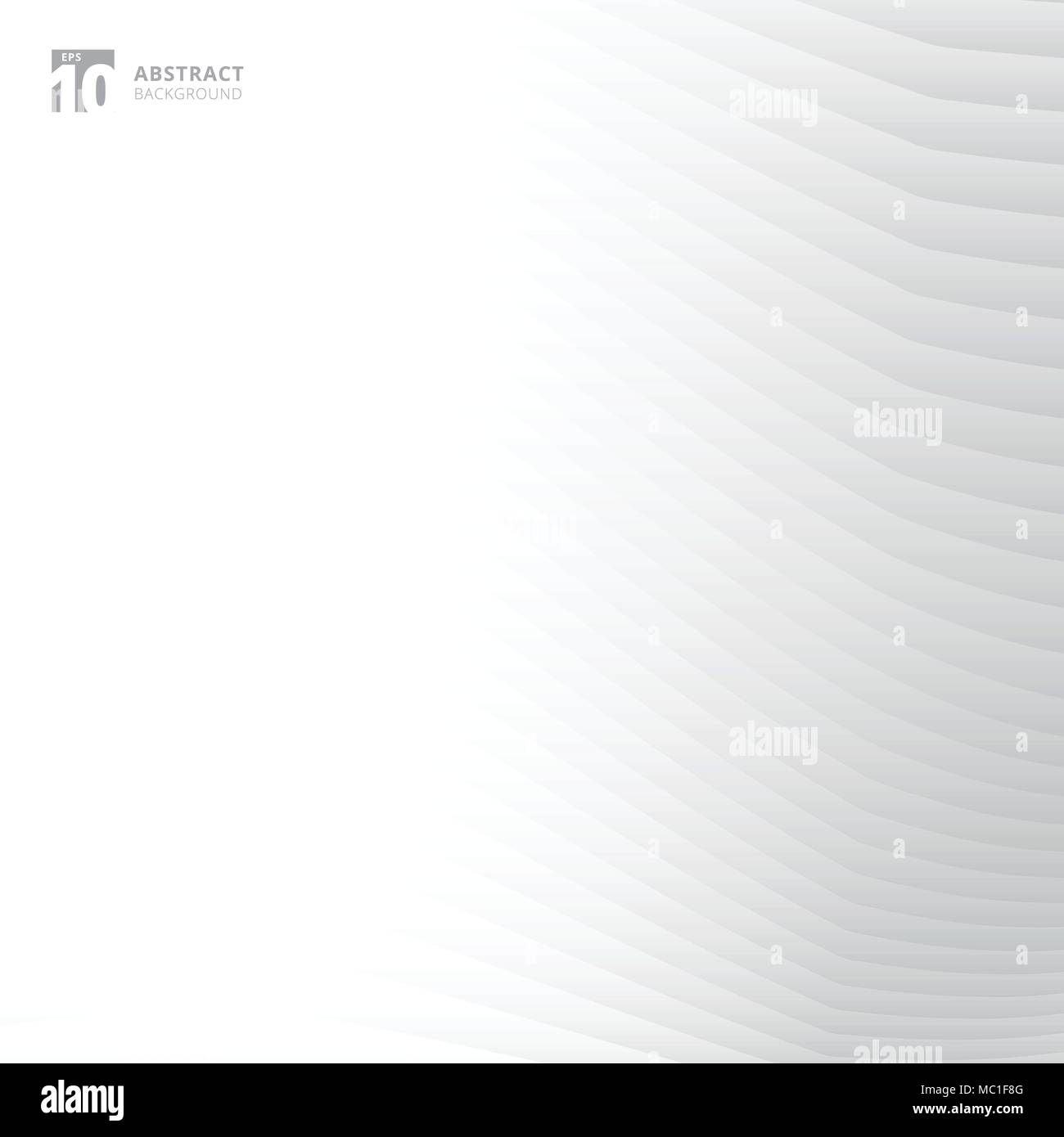 Abstract gray and white curved lines pattern on white background with ...
