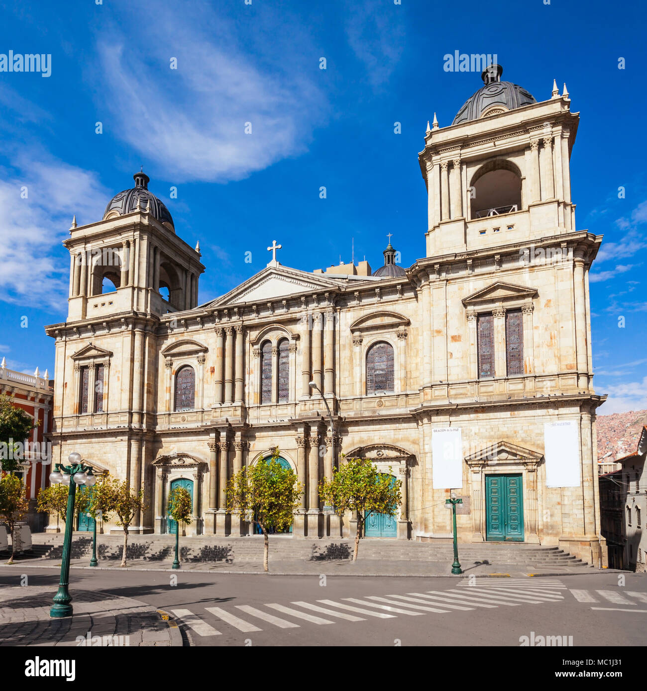 The Metropolitan Cathedral is located on Plaza Murillo Square, La Paz city, Bolivia Stock Photo