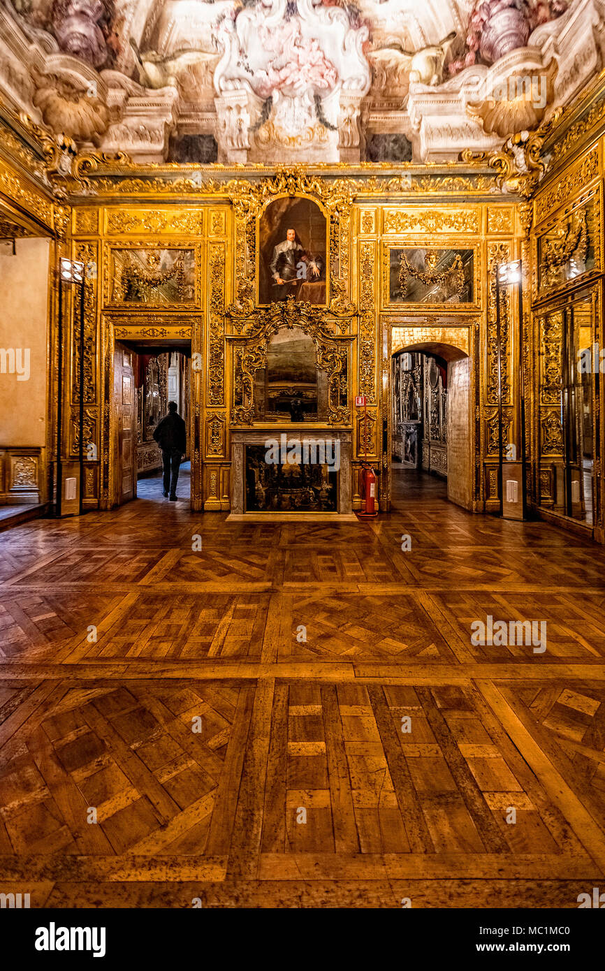 Italy Piedmont Turin Palazzo Carignano - Golden rooms in the Princes' apartment on the ground floor of Palazzo Carignano Stock Photo