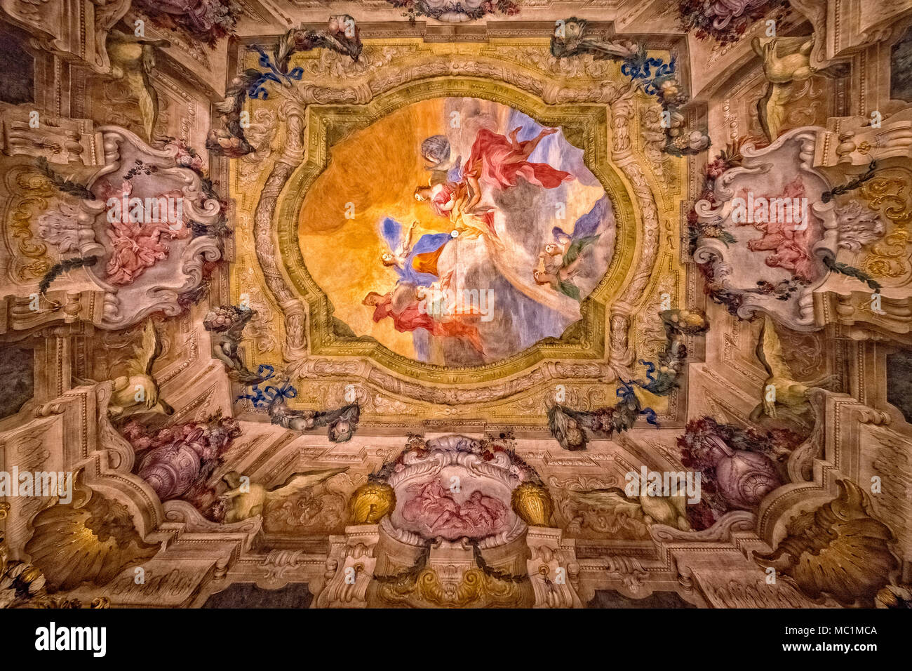 Italy Piedmont Turin Palazzo Carignano - Golden rooms in the Princes' apartment on the ground floor of Palazzo Carignano Stock Photo