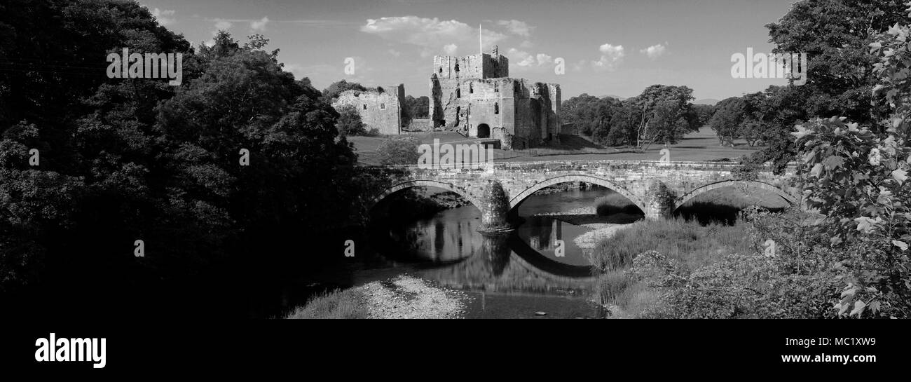 Ruins of Brougham Castle, river Eamont, near Penrith, Cumbria County, England, UK Stock Photo