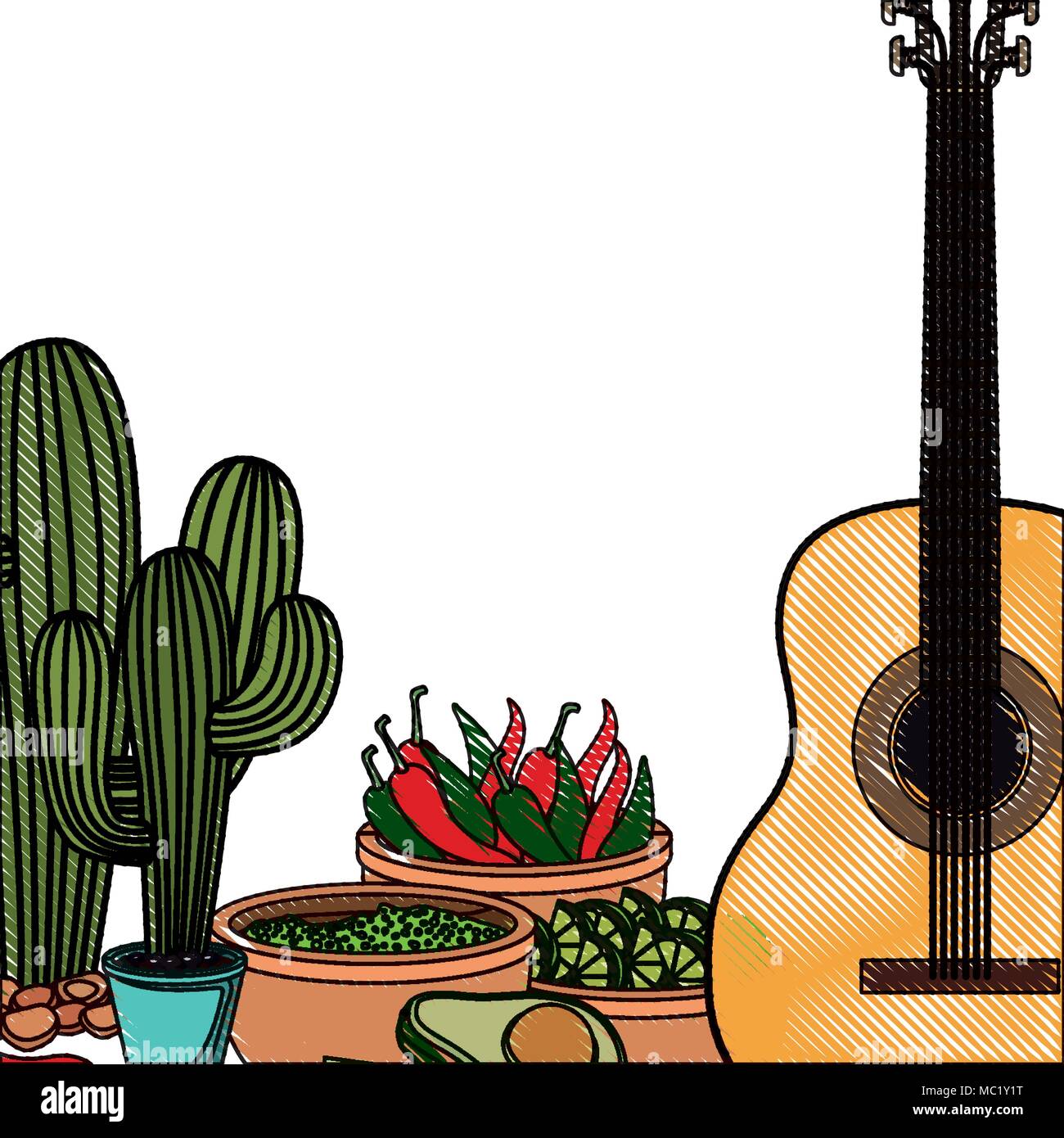 guitar with mexican party icons Stock Vector Image & Art - Alamy