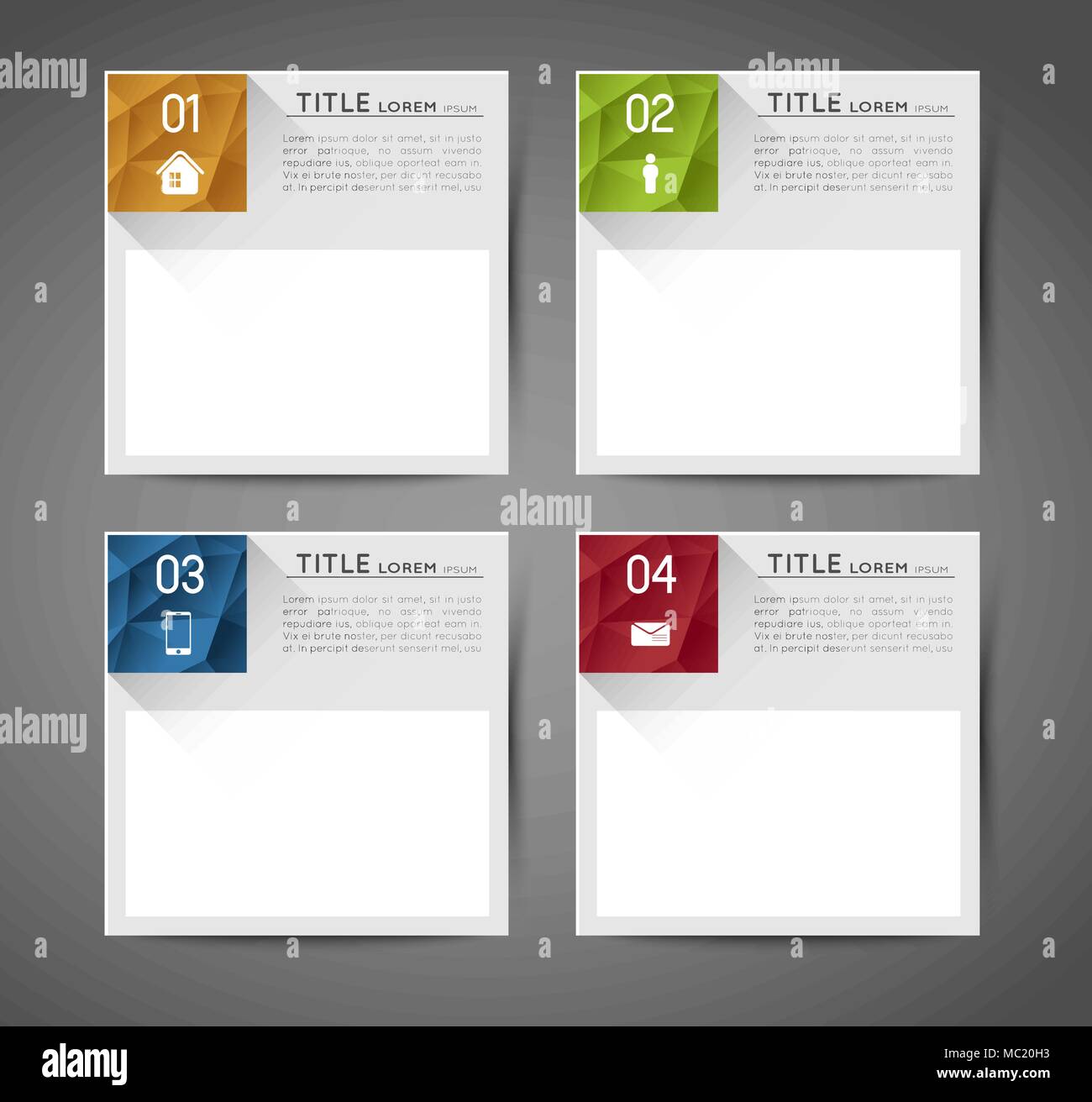 collection of abstract square banners with option steps, icons Stock ...