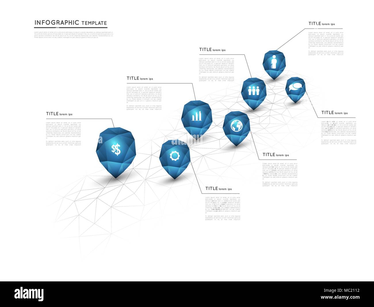 infographic template with abstract crystals and icons Stock Vector ...