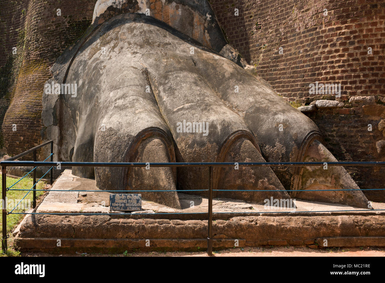 Horizontal close up of the Lion Gate at Sigiriya or Lions Rock in Sri Lanka. Stock Photo