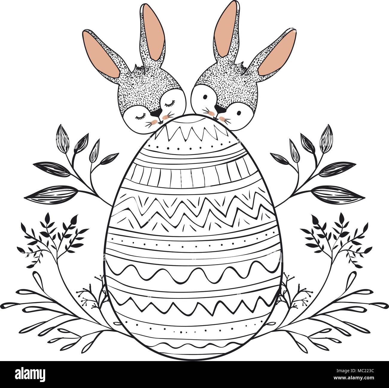 cute rabbits with egg easter celebration Stock Vector Image & Art - Alamy