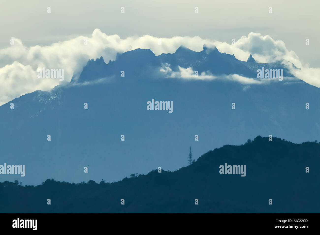 Scenic View of Mount Kinabalu. Borneo, Malaysia. Stock Photo