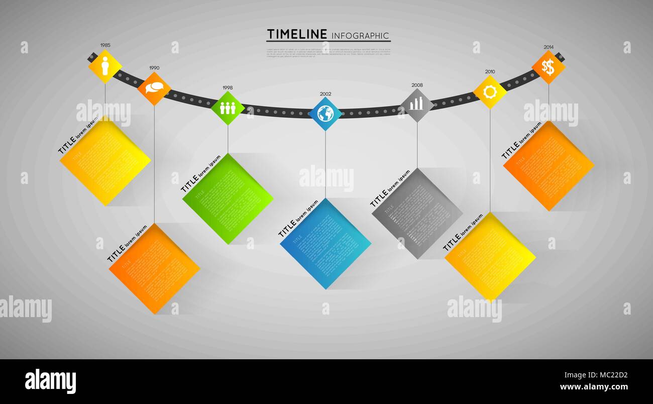 timeline infographic template with icons, flat design effect Stock ...