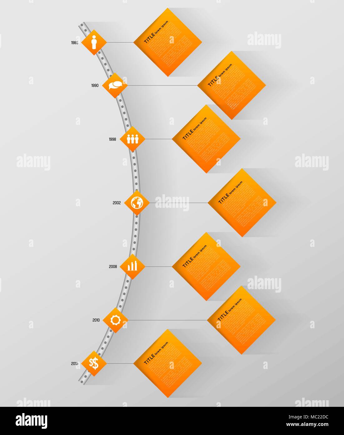 timeline infographic template with icons, flat design effect Stock ...