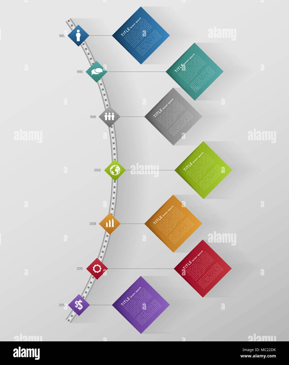 timeline infographic template with icons, flat design effect Stock ...