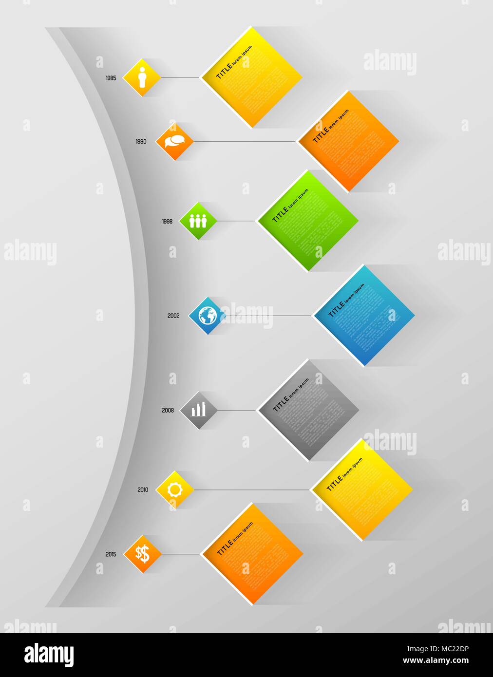 timeline infographic template with icons, flat design effect Stock ...