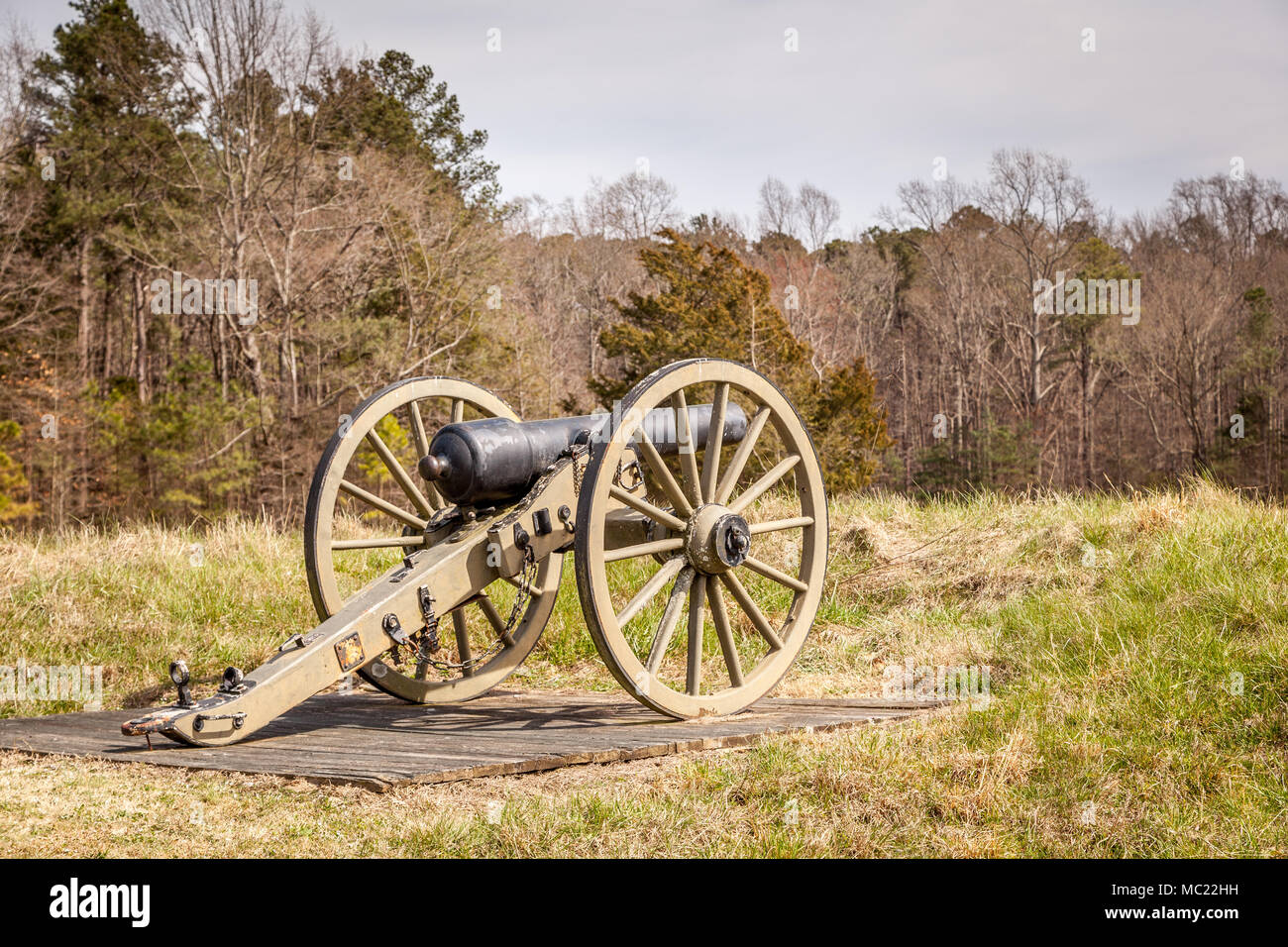 Canon at a civil war battle field. Stock Photo