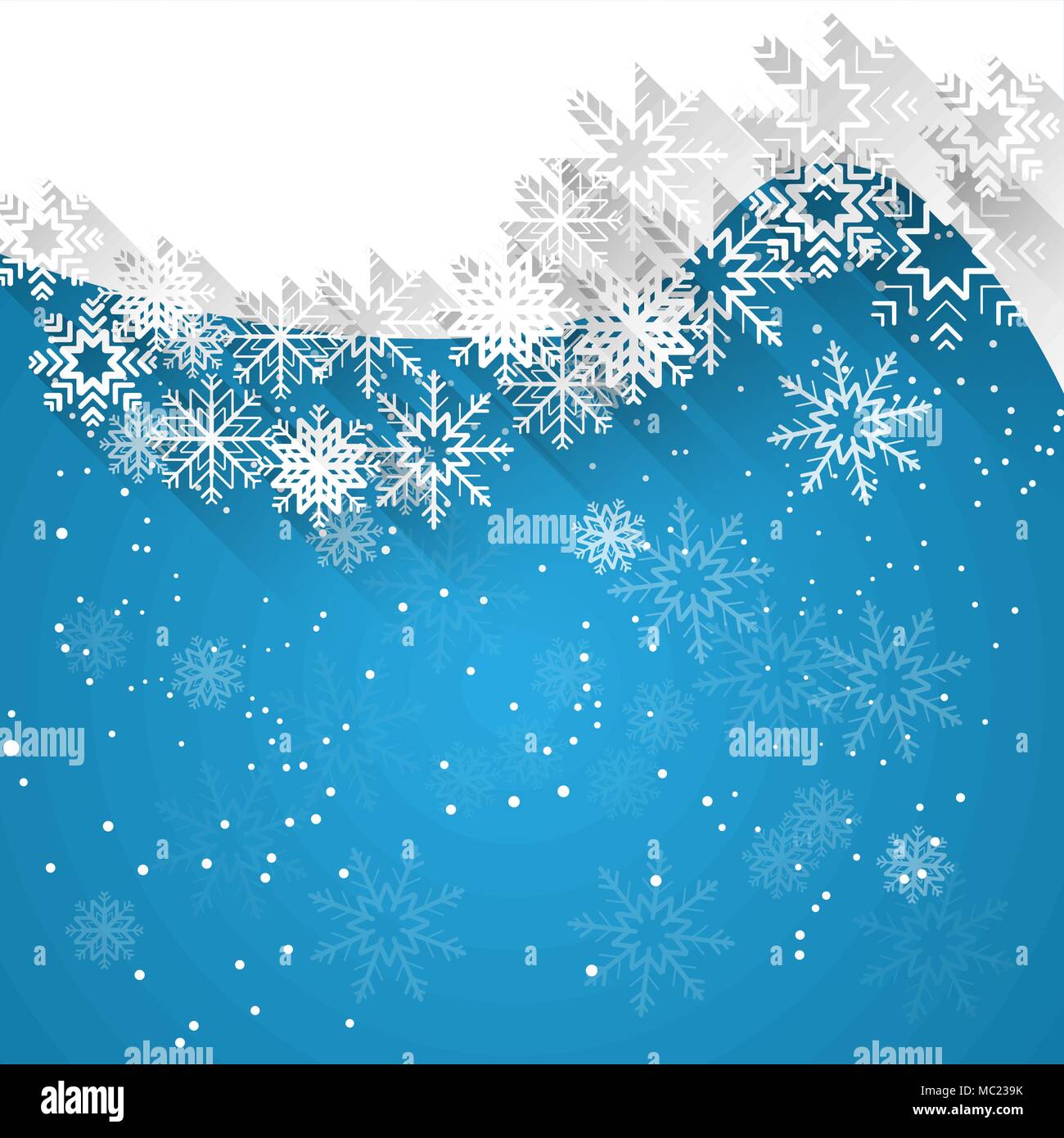 abstract blue christmas background template with falling white ...