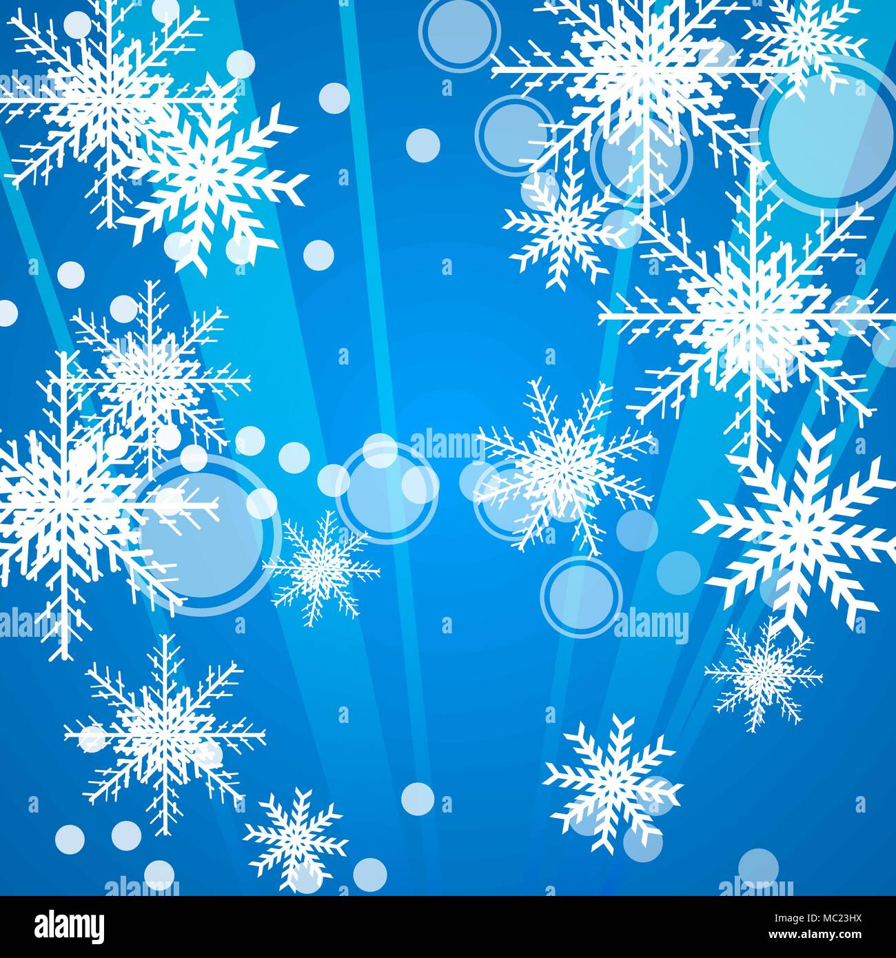 abstract blue christmas background template with white snowflakes Stock ...