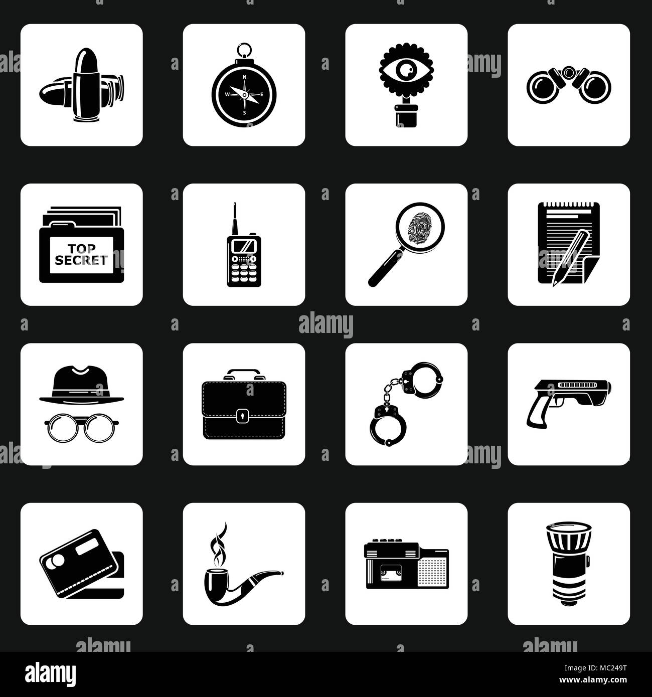 Spy icons set, simple style Stock Vector