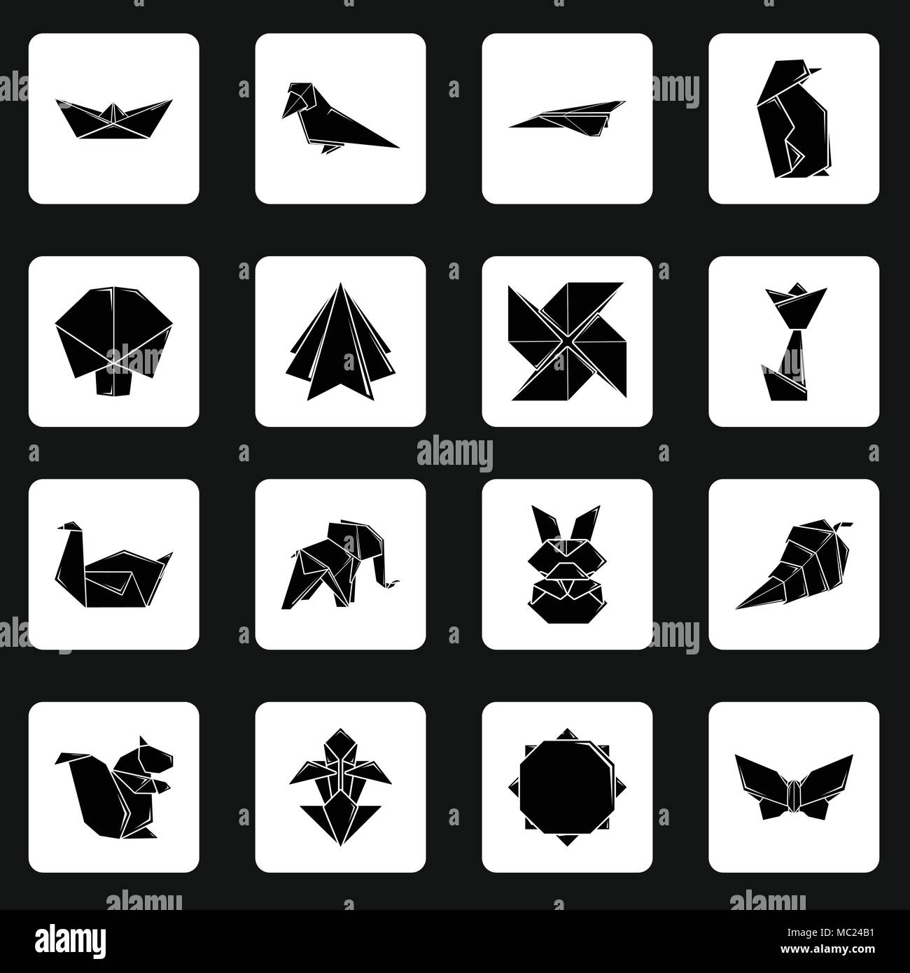 Origami icons set, simple style Stock Vector Image & Art - Alamy