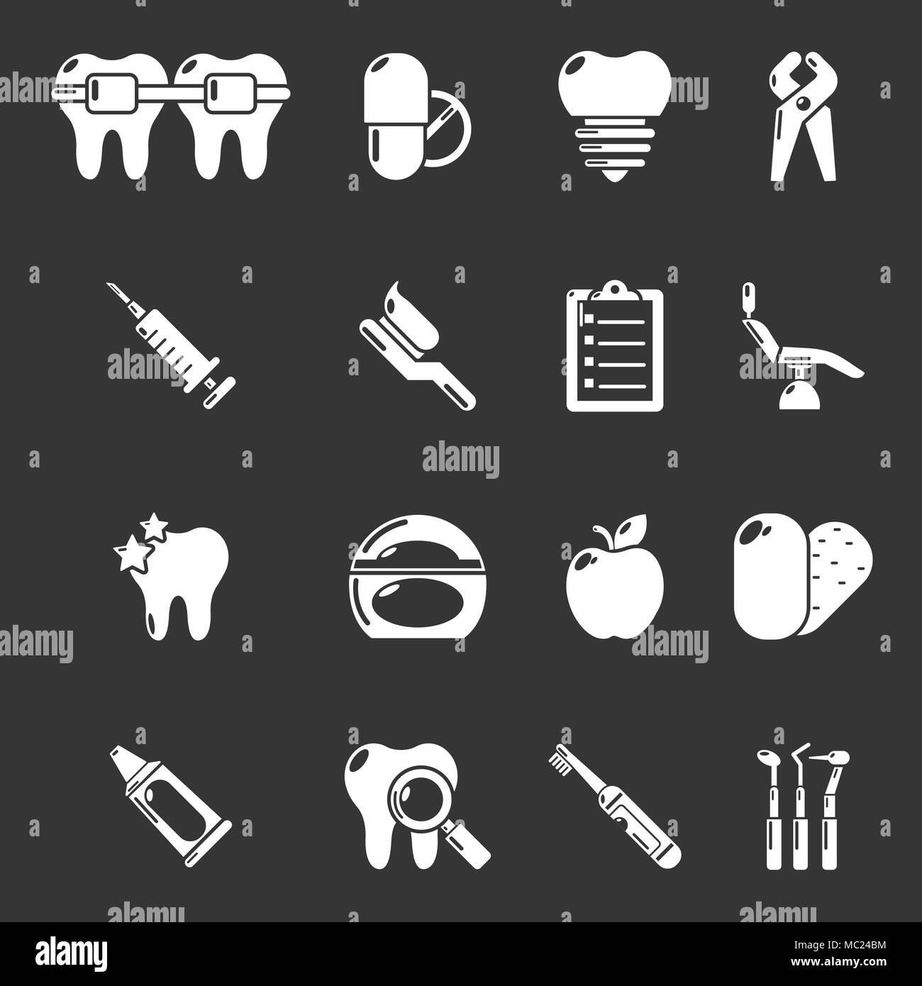 stomatology dental icons set grey vector stock vector art