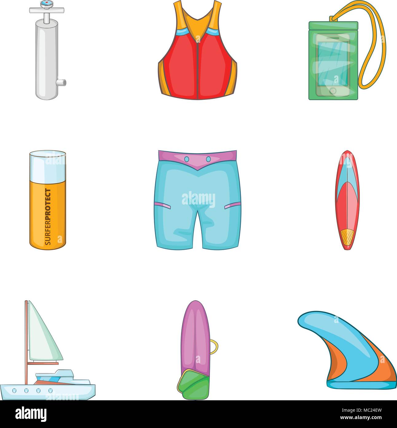 Water sport activity icons set, cartoon style Stock Vector Image & Art ...