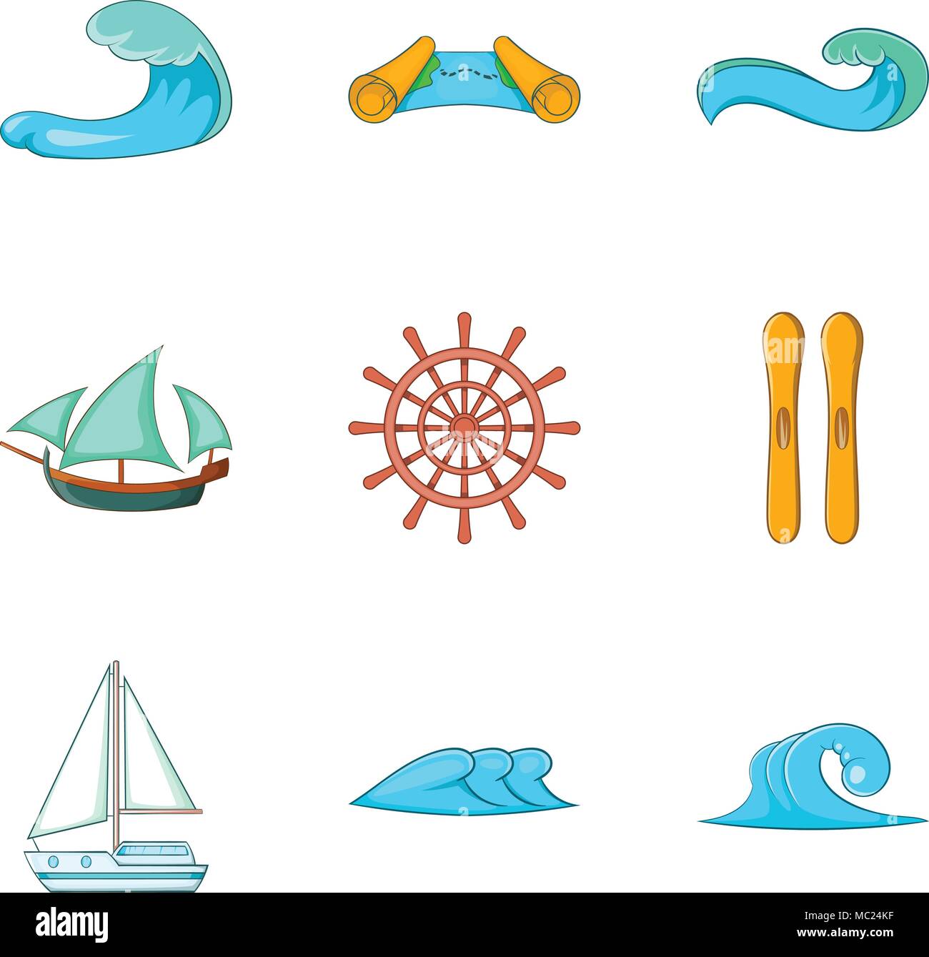Wave icons set, cartoon style Stock Vector Image & Art - Alamy