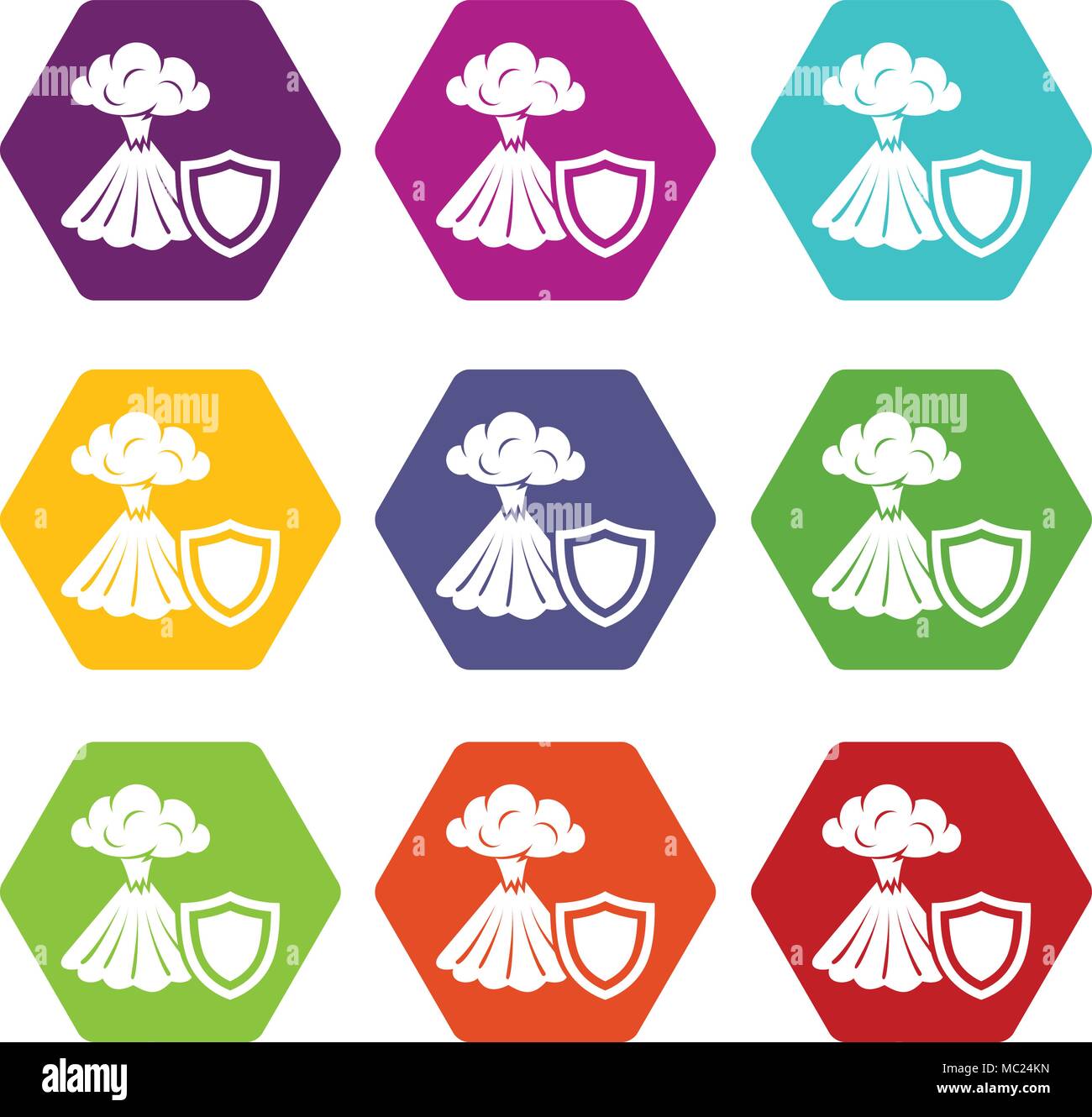 Volcano protection icons set 9 vector Stock Vector Image & Art - Alamy