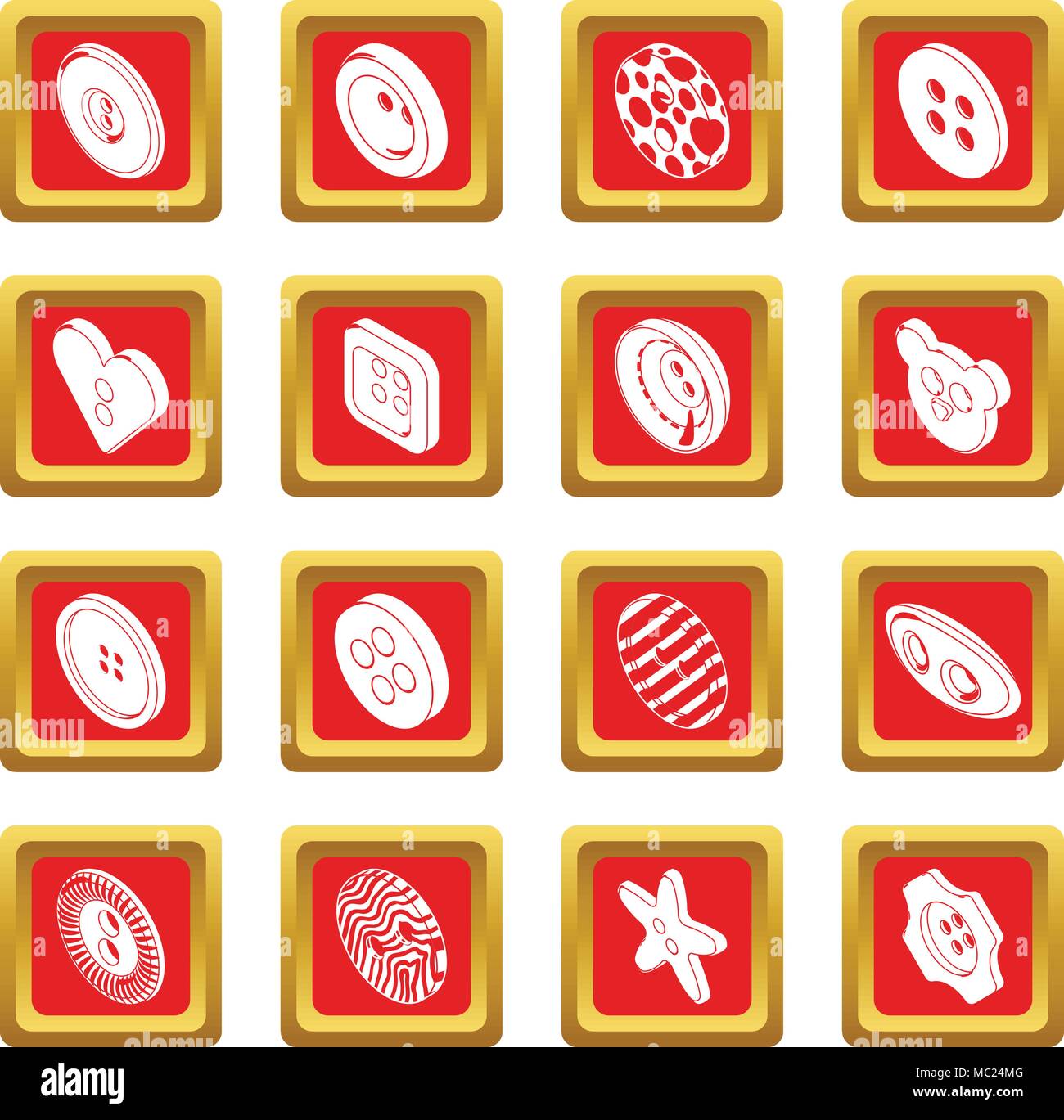 Clothes button icons set red square vector Stock Vector Image & Art - Alamy