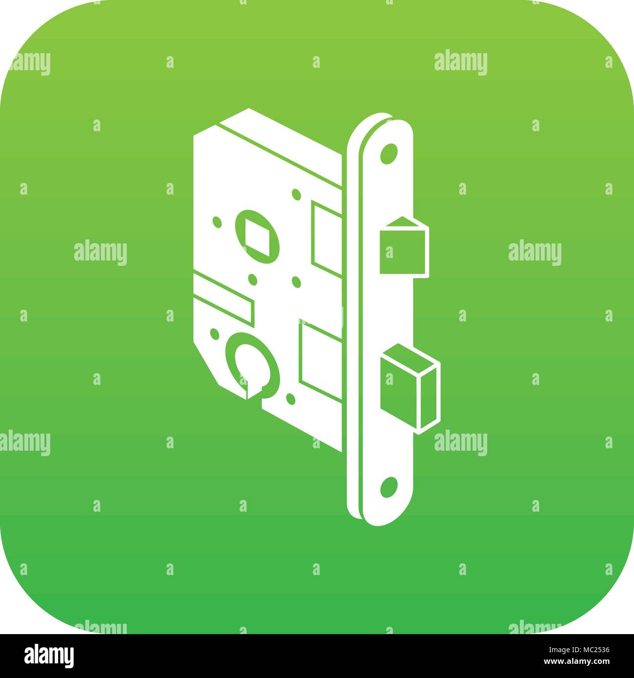 Standard door lock icon green vector Stock Vector