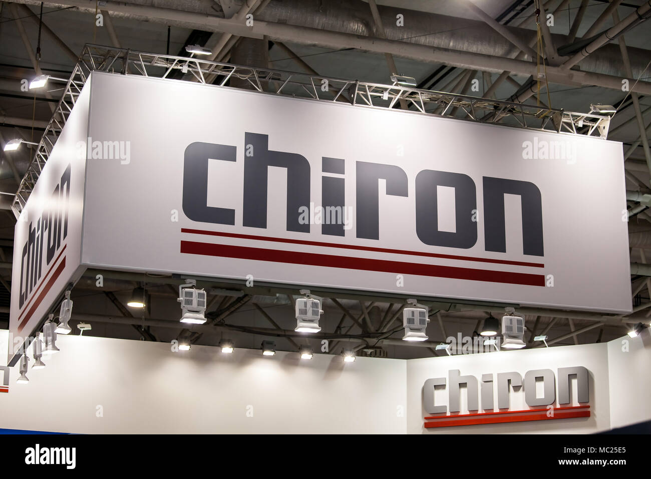 Chiron logo sign banner. Chiron is a German manufacturing company of