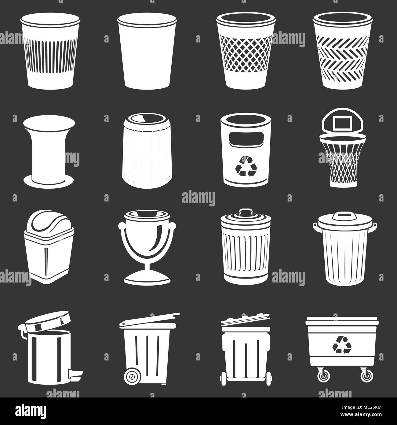 Trash can icons set grey vector Stock Vector Image & Art Alamy