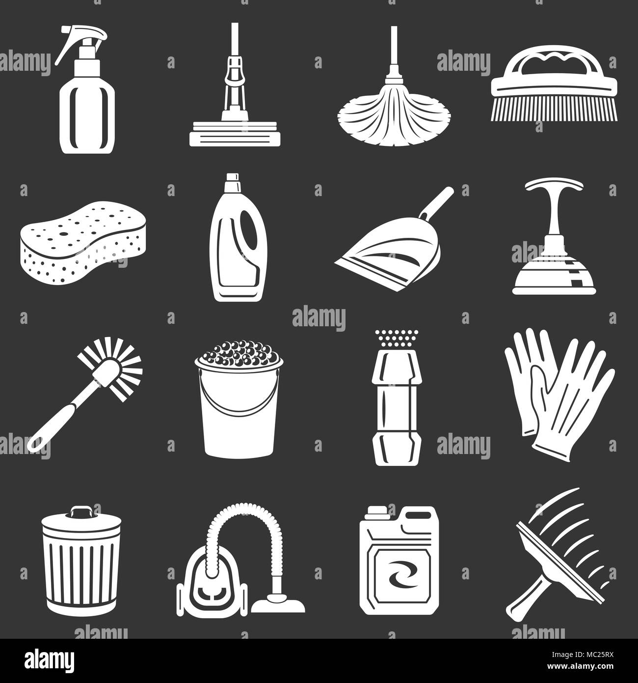 Cleaning icons set grey vector Stock Vector