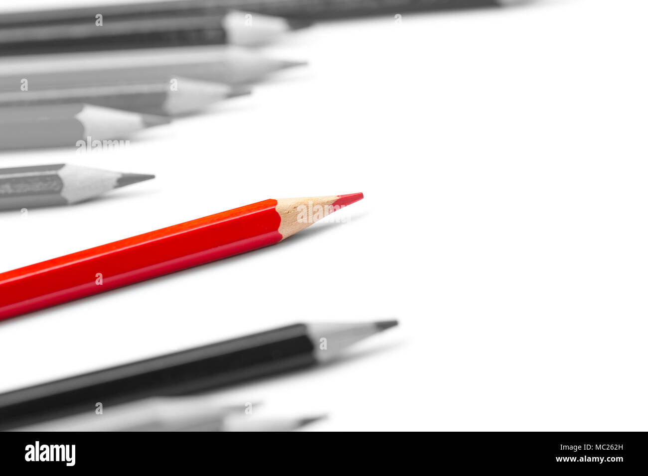 Red pencil place leading competition other for Business personal outstanding concept Stock Photo