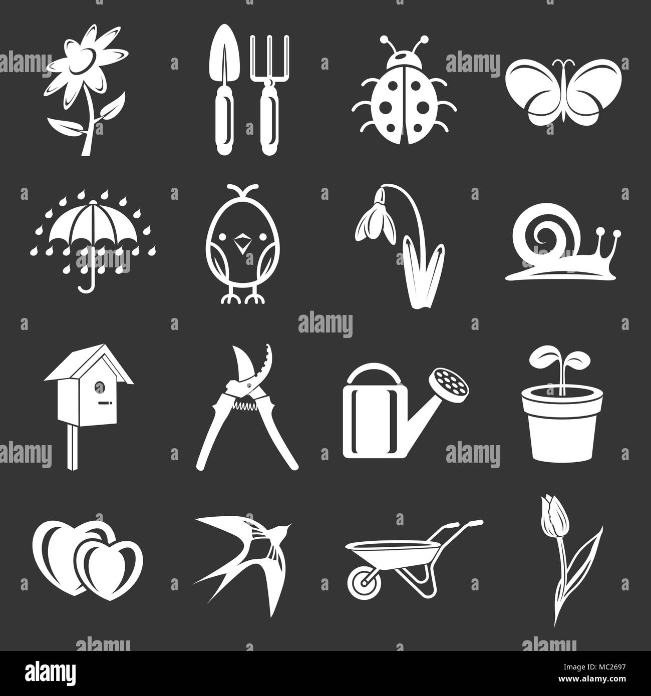 Spring icons set grey vector Stock Vector Image & Art - Alamy