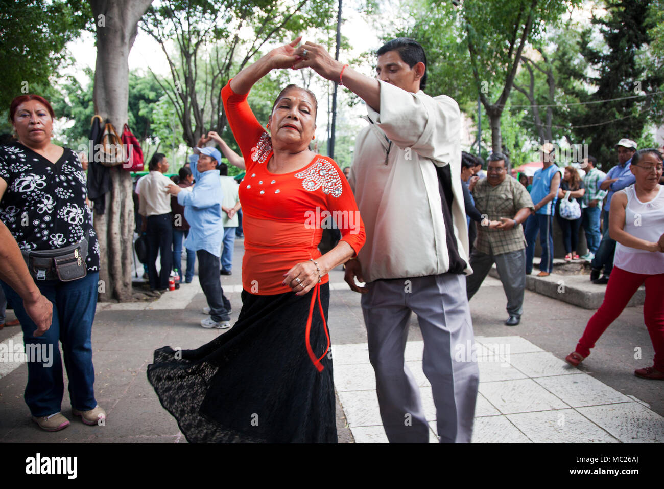 Salsa dancing on Sundays at Parque Alameda  Mexico City, Mexico Stock Photo