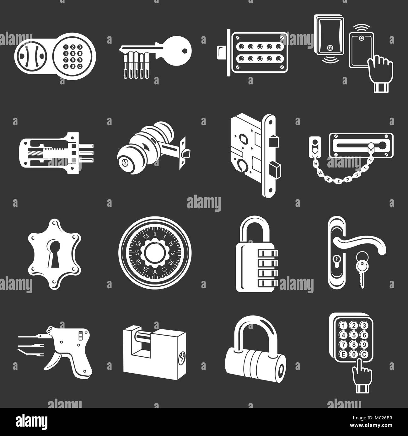 Lock door types icons set grey vector Stock Vector Image & Art Alamy