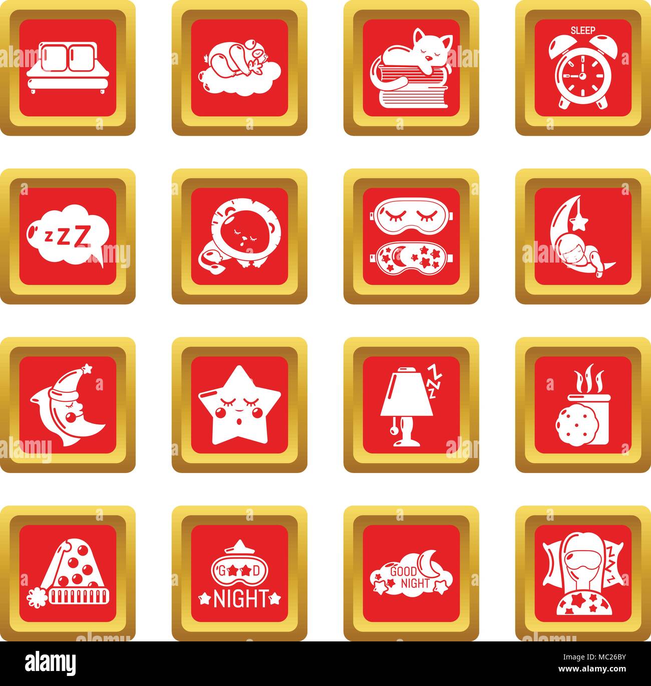 Sleeping icons set red square vector Stock Vector Image & Art - Alamy