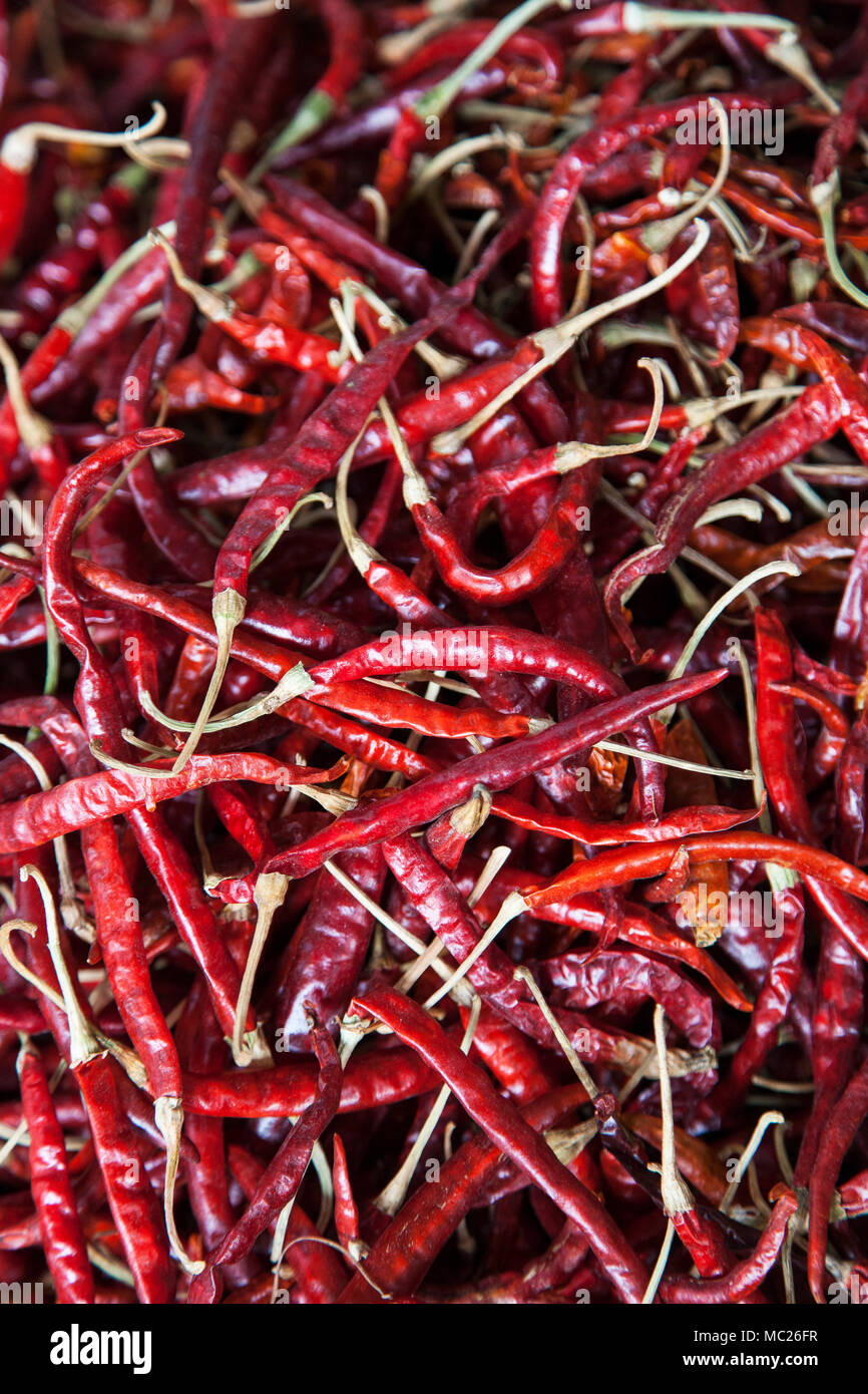 Chilies for sale at a market Tijuana, Baja California, Mexico Stock