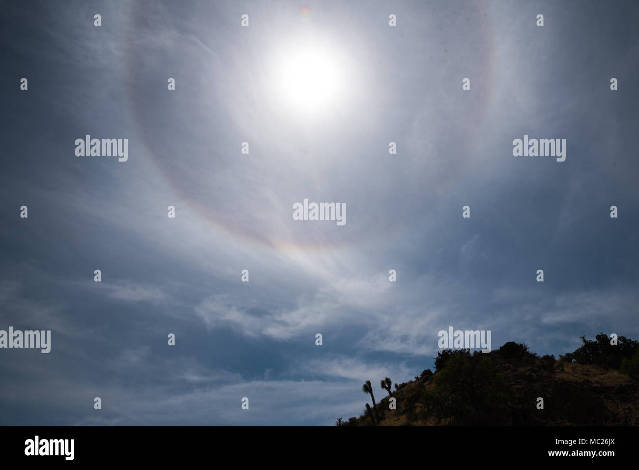 Sun Halo over a Desert Afternoon Stock Photo