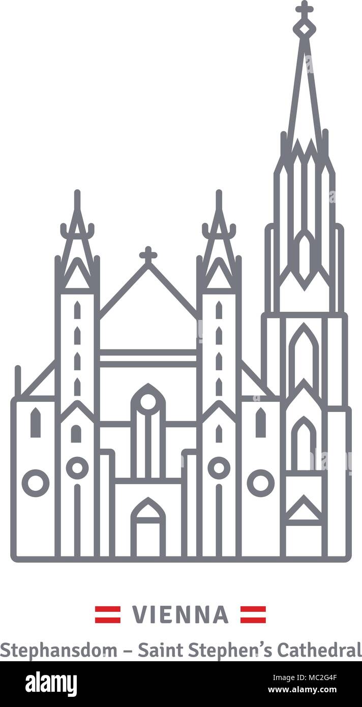Austria line icon . Saint Stephens Cathedral and Austrian 