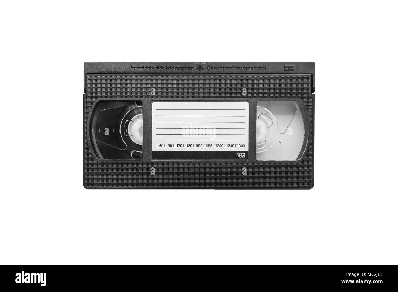 Large picture of an old Video Cassette tape on white background Stock Photo