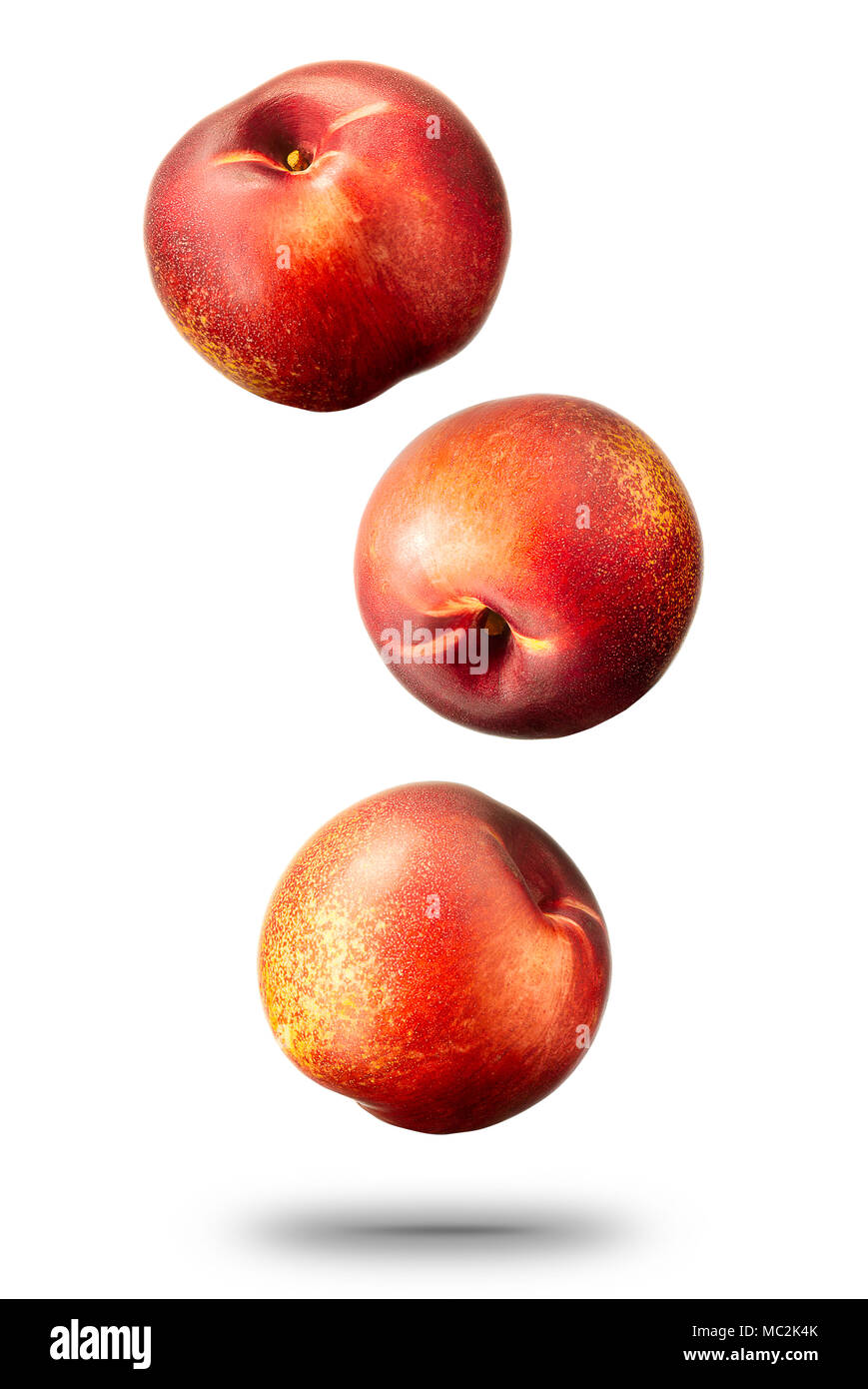 Nectarines peach isolated on white, clipping path Stock Photo