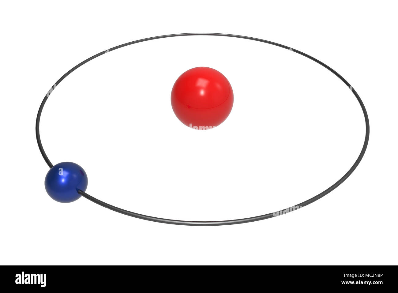 Bohr model of Hydrogen Atom with proton and electron. Science and chemical concept 3d illustration Stock Photo