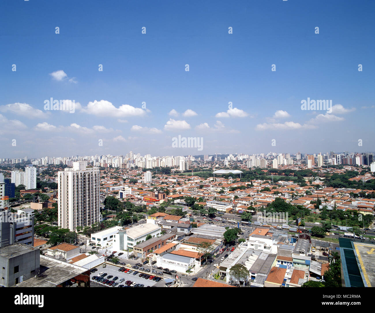 Aerial view, Avenida dos Bandeirantes, Vila Olimpia, Sao Paulo, Brazil ...