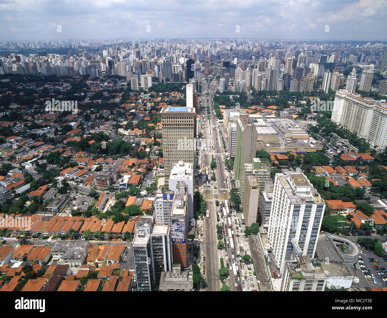 Aerial view, Brigadeiro Faria Lima Avenue, Pinheiros, Sao Paulo, Brazil Stock Photo