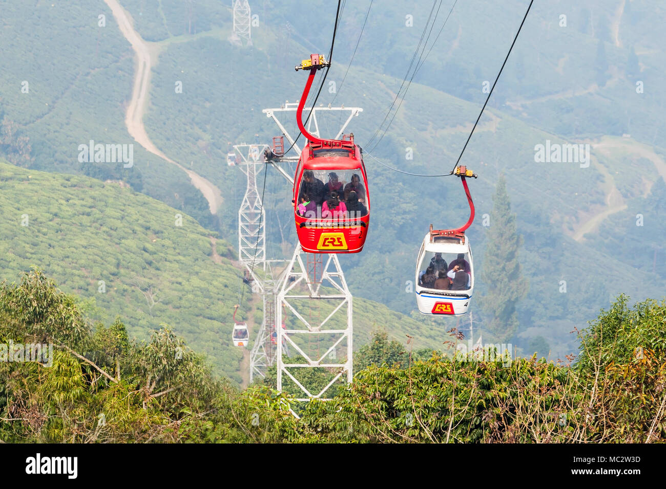 DARJEELING, INDIA - NOVEMBER 18, 2015: The Darjeeling Ropeway is a ropeway in the town of Darjeeling in the Indian state of West Bengal Stock Photo