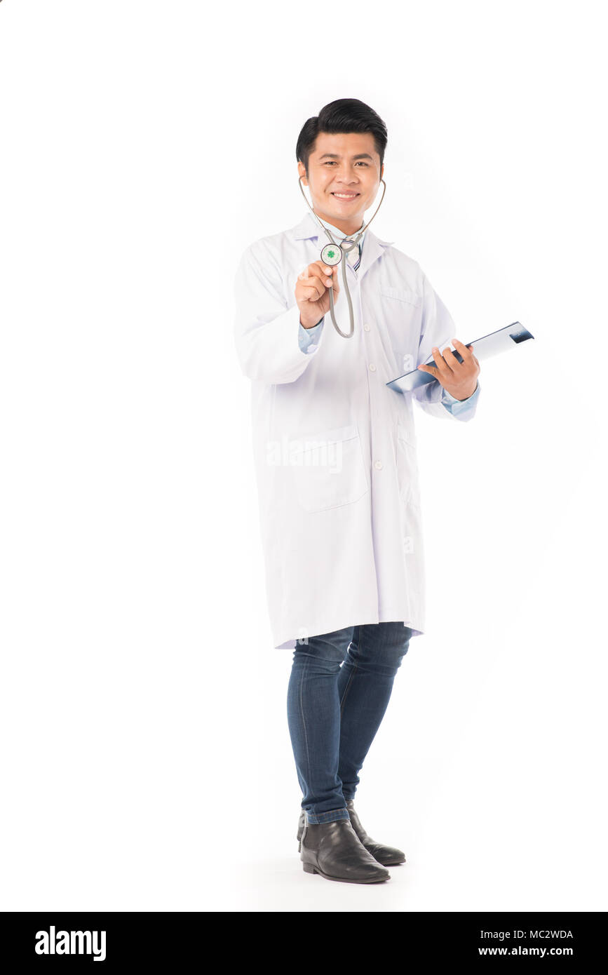 Asian doctor in white coat Stock Photo