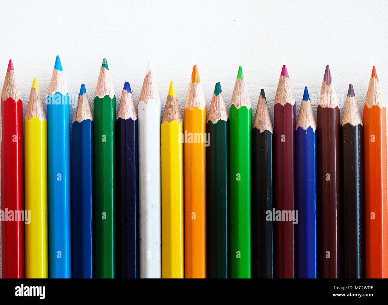bottom of pencils of coloring Stock Photo Alamy