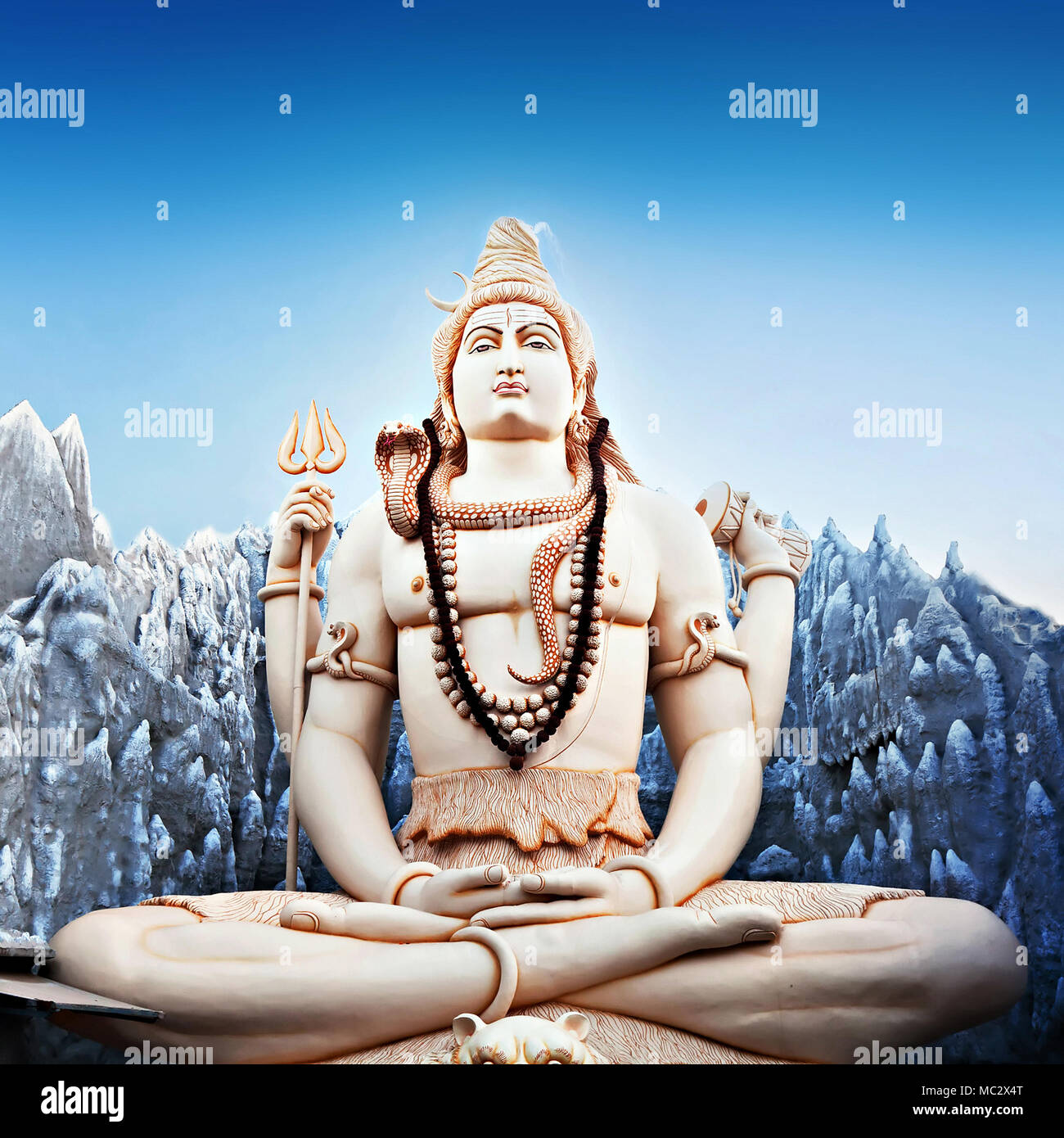 Lord Shiva big statue sitting in lotus pose with trident in