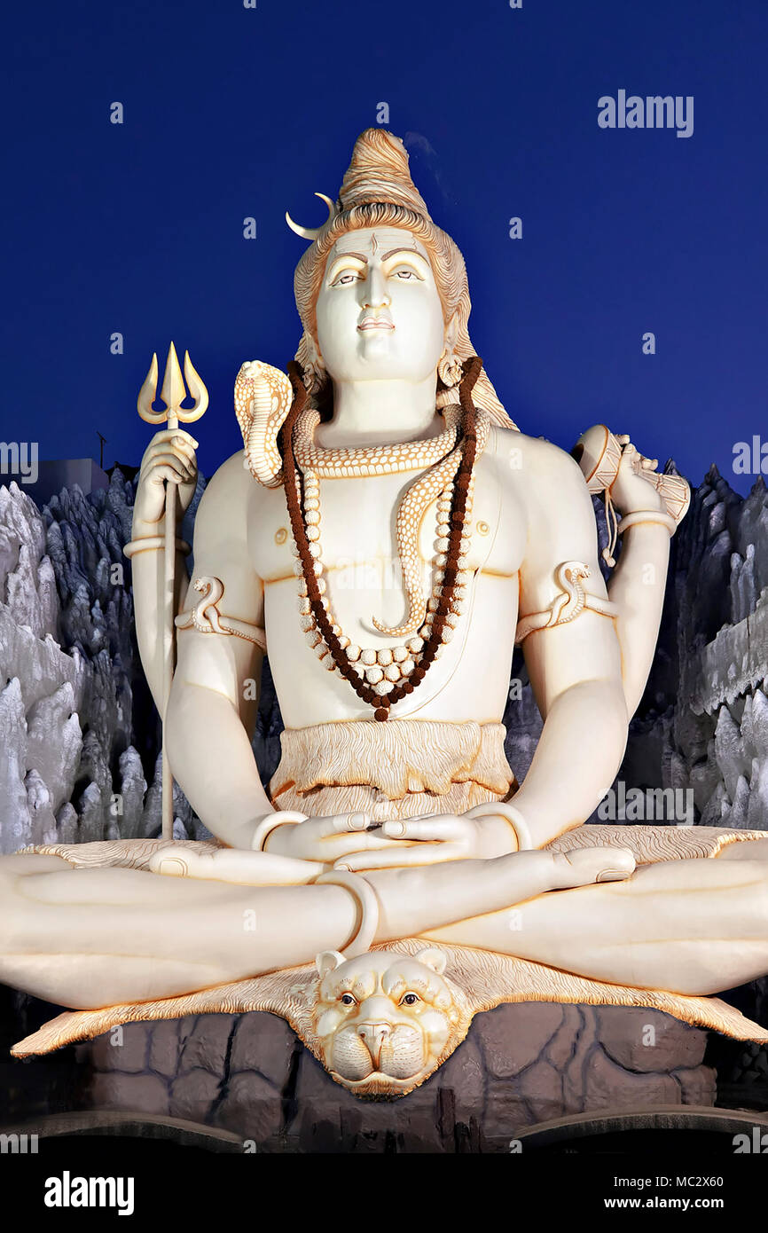 BANGALORE, INDIA MARCH 27 Big Lord Shiva statue sitting in lotus