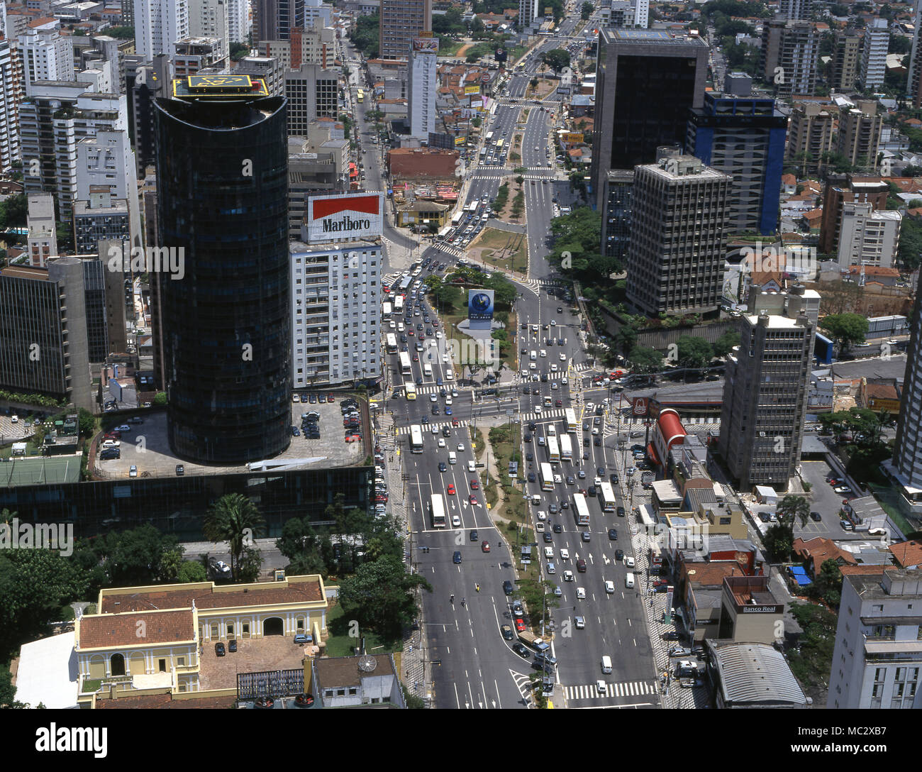 Aerial view, Brigadeiro Faria Lima Avenue, Sao Paulo, Brazil Stock